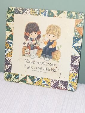 Vintage 1978 Gentle Treasures Hot Pad Trivet – Friendship Quote Kitchen Decor Co